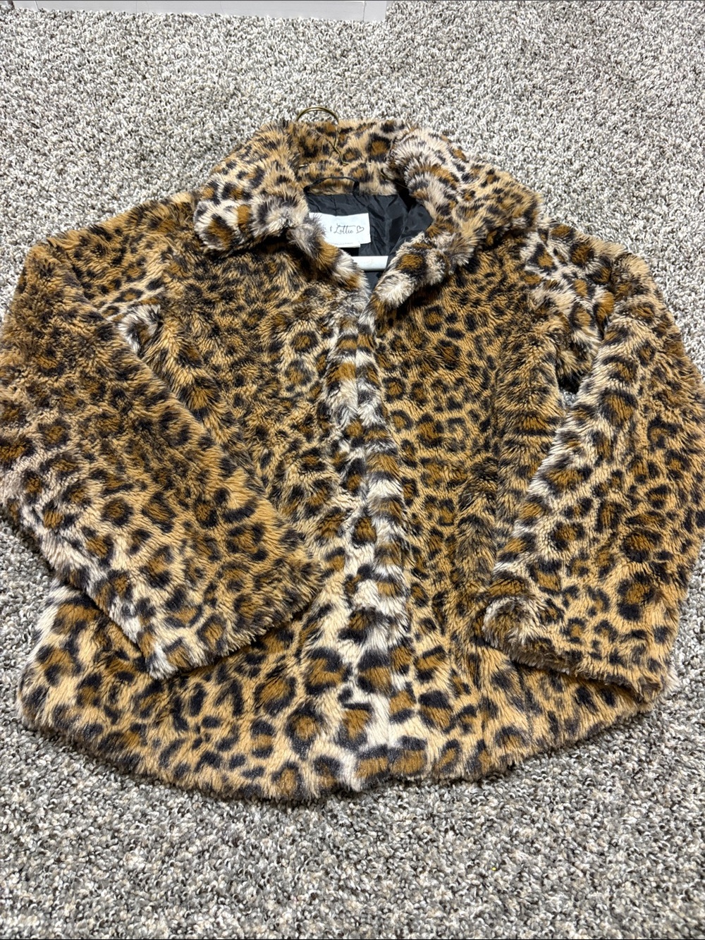 Kids Leopard Print Teddy Jacket - Brown Faux Fur Coat
